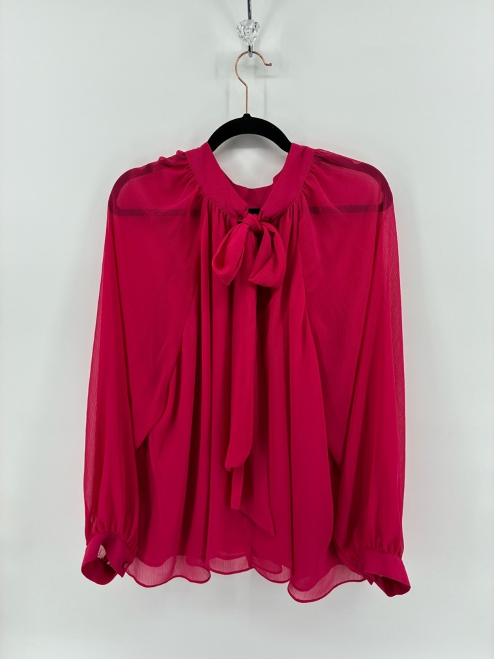Joe Fresh Vibrant Pink Blouse with Bow Tie Up Back Chiffon